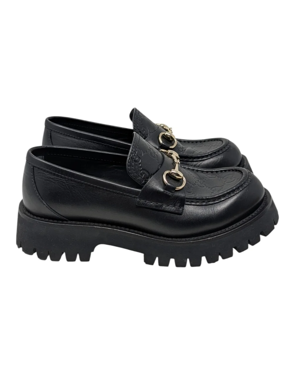 Gucci Horsebit Guccissima Monogram Chunky Lug Sole Loafer Black Leather 38 | 7.5 - Picture 3 of 9